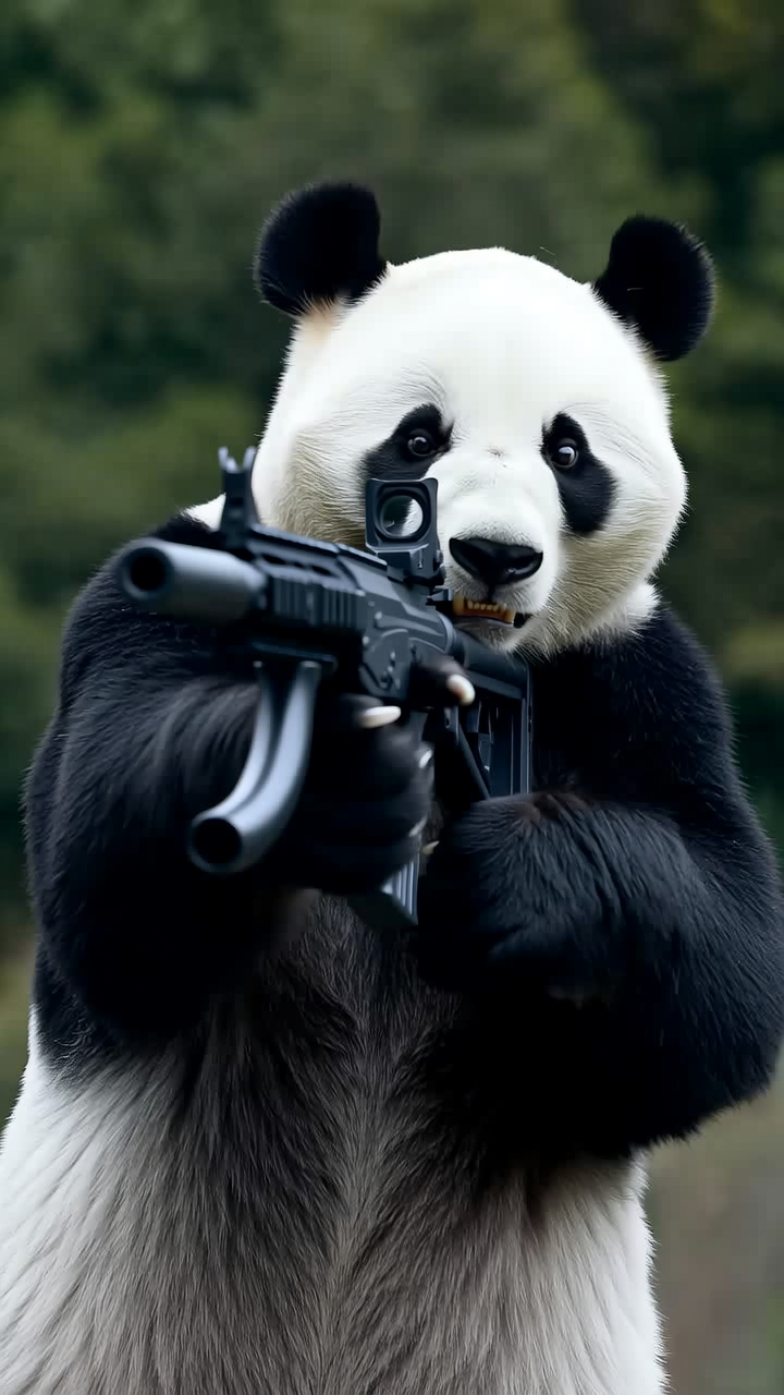熊猫打枪，