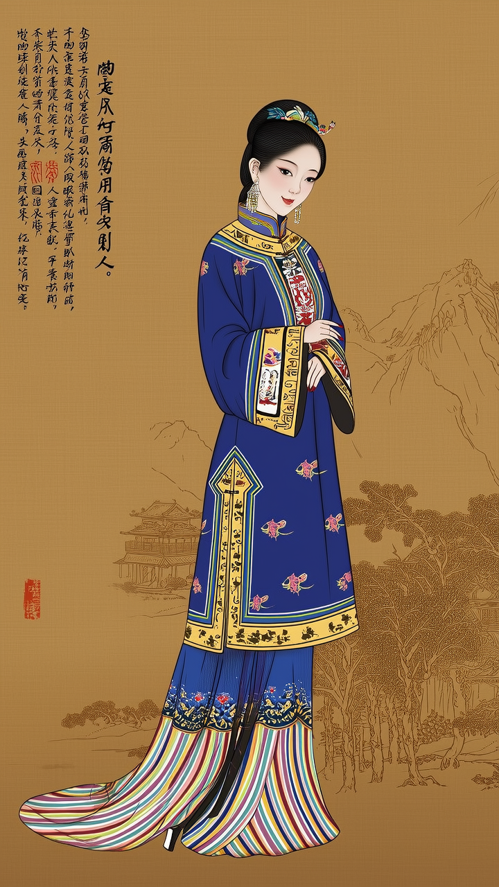 以中国文献内容做参考画一幅商朝全身照美女，背景要体现当时文化，服装要穿当时朝代的，人物要像真人