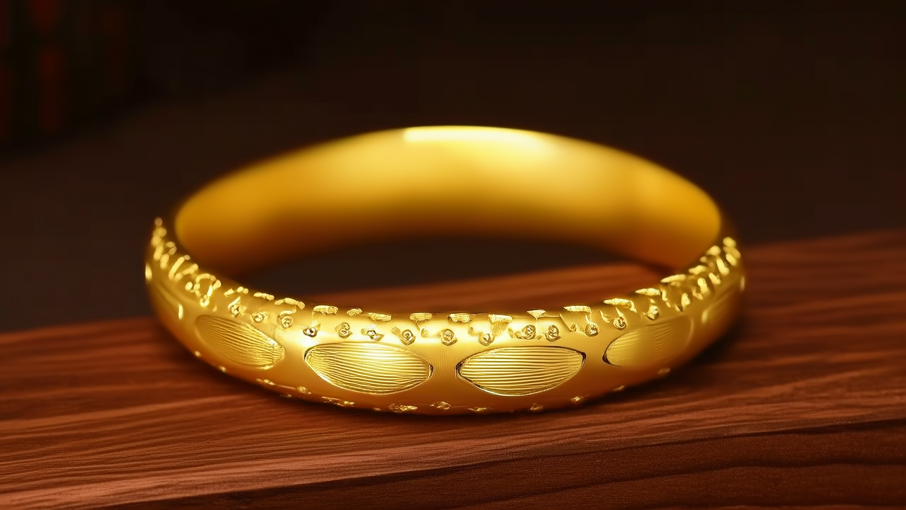 仿古黄金手镯图片