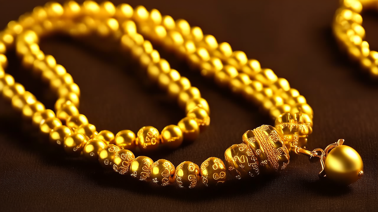 黄金珠子项链图片