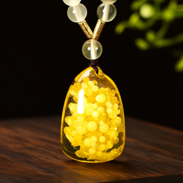 黄金吊坠配珠子图片