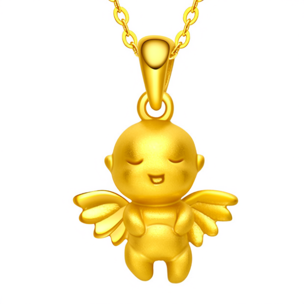 黄金小天使吊坠图片