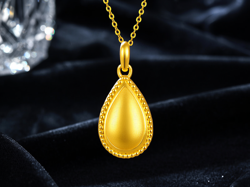 黄金水滴形吊坠图片
