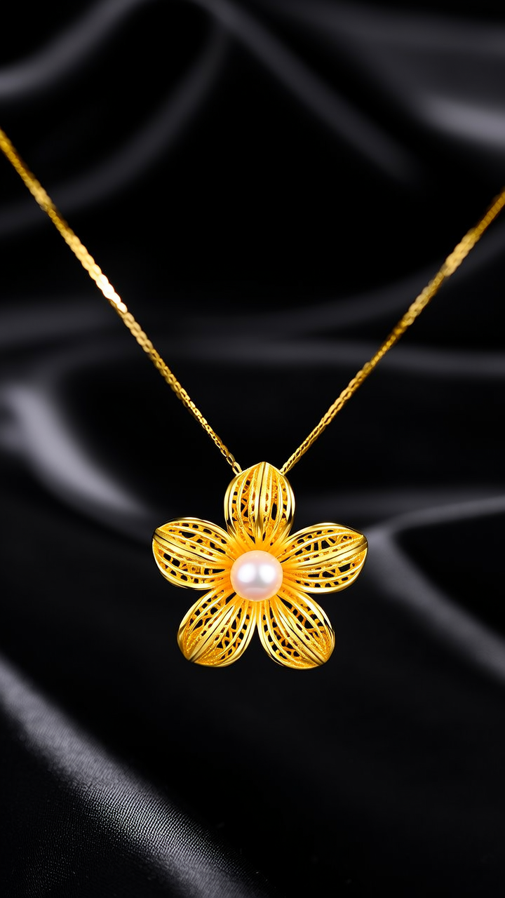 紫荆花黄金吊坠图片