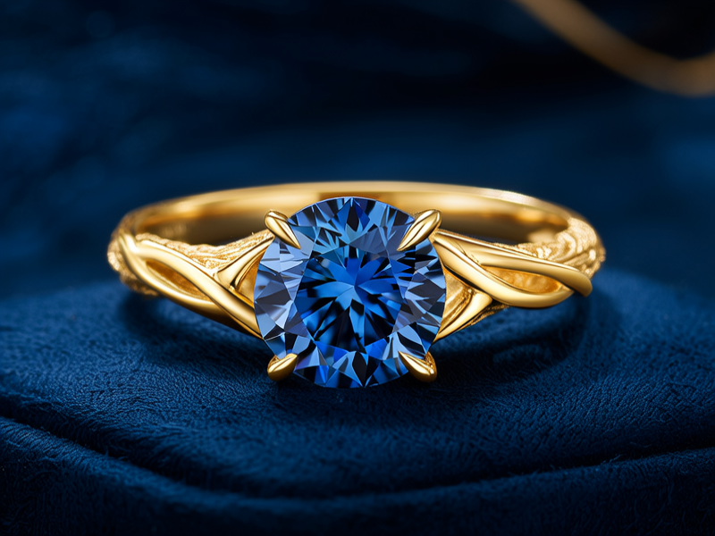 黄金蓝宝石戒指图片