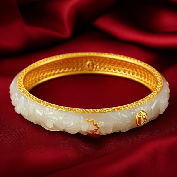 18k金包玉手镯图片